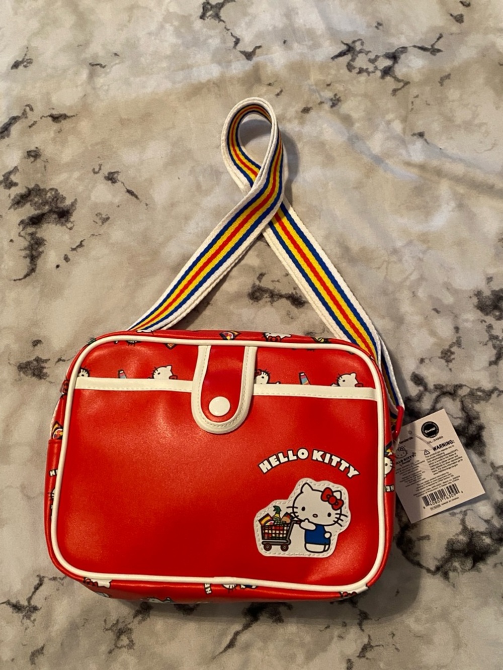 NWT Hello Kitty Retro Stripe Supermarket Crossbody Bag